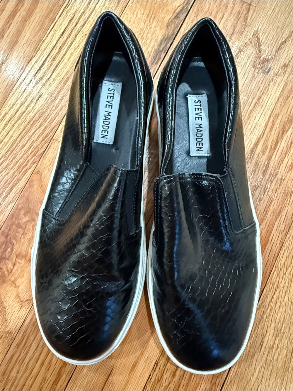 Steve Madden Black Slip-On Loafers with White Sole size 7